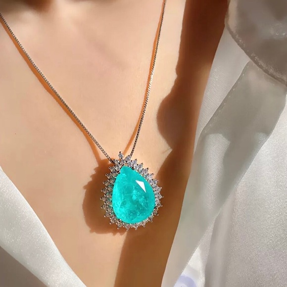 ✨ Oval Paraiba Tourmaline Earring & Pendant Set✨ - Picture 5 of 5